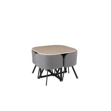 Tafelset Biaritz, 4 stoelen - houtdecor/grijs product