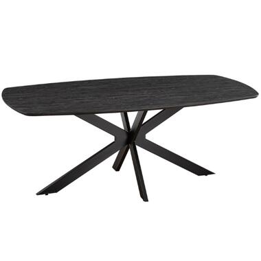 Aziz 200 cm Table ovale danoise avec décor brun foncé - Pieds en métal, plateau product