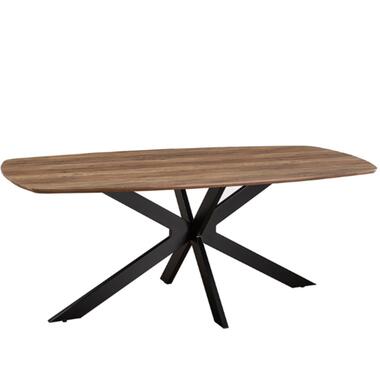 Rousseau Aziz 200 cm Deense Ovaal Tafel met mangodecor - Metalen poten, MDF product