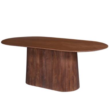 Ovale lichtbruine tafel 'Miguel' - 200 cm - Massief mangohout - H76 x B200 x product