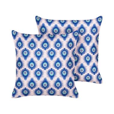 Lot de 2 coussins de jardin à motif de paon bleu et rose 45 x 45 cm CERIANA product