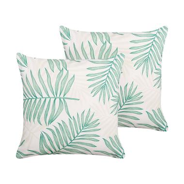 Lot de 2 coussins de jardin à motif de feuilles beige et vert 45 x 45 cm POGGIO product