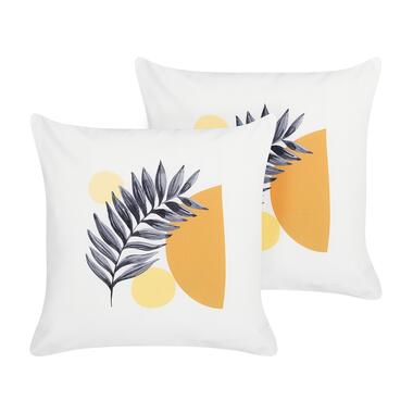 Lot de 2 coussins de jardin à motif de feuilles blancs 45 x 45 cm VIOZENE product