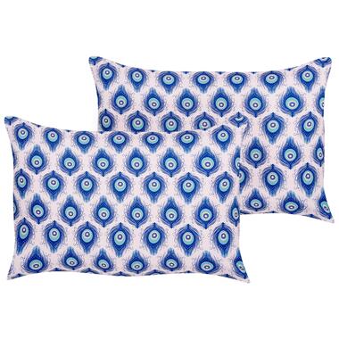 CERIANA - Tuinkussen set van 2 - Blauw/Roze - 40 x 60 cm - Polyester product