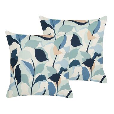 Lot de 2 coussins de jardin avec motif feuille 45 x 45 cm bleu VEGLINO product