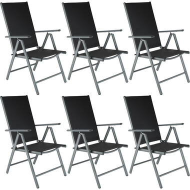 tectake® Set van 6 Aluminium Tuinstoelen - Klapstoelen - Antraciet product