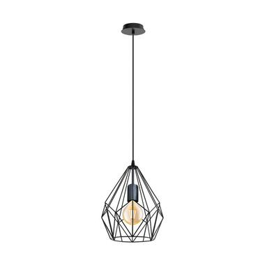 EGLO Carlton hanglamp - E27 - 1 lichts - 23,5cm - Staal - Zwart product