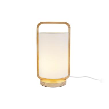 Tafellamp Snap - Hout met Witte Schaduw - Ø15,5x21,5cm product