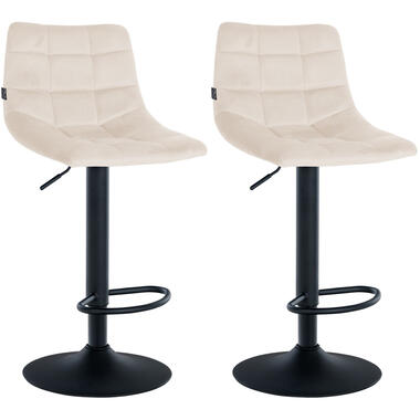 CLP Lot de 2 Tabouret de bar Jerry Noir Cadre - Velours - Crème product