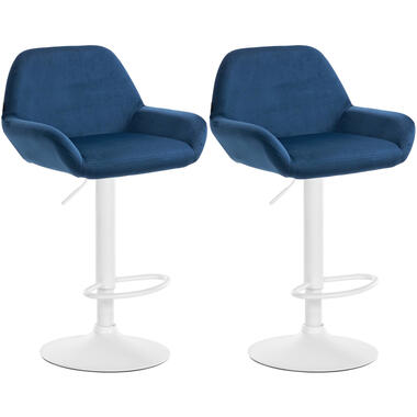 CLP Set van 2 Barkruk Braga wit Frame - Fluweel - blauw product