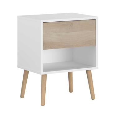 Table de nuit Hardy 44 cm avec 1 tiroir - blanc/chêne product