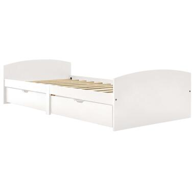 vidaXL Cadre de lit avec 2 tiroirs blanc bois de pin massif 90x200 cm product