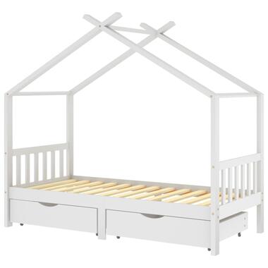 vidaXL Cadre de lit enfant avec tiroirs blanc pin massif 90x200 cm product