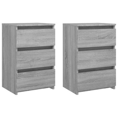 vidaXL Nachtkastjes 2 st 40x35x62,5 cm bewerkt hout grijs sonoma eiken product