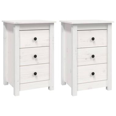 vidaXL Tables de chevet 2 pcs Blanc 40x35x61,5 cm Bois de pin massif product