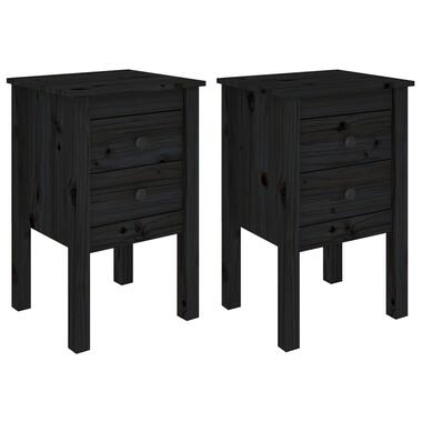 vidaXL Tables de chevet 2 pcs Noir 40x35x61,5 cm Bois de pin massif product