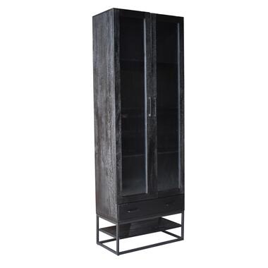 Vitrine noir - bois de manguier - 80x40x220cm - vitrine Myron - Giga Meubel product