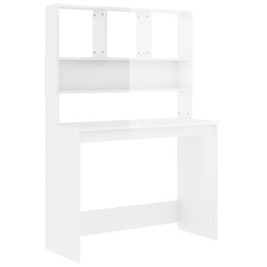 vidaXL Bureau et étagères Blanc brillant 102x45x148 cm Bois ingénierie product