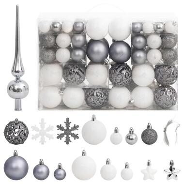 vidaXL 111-delige Kerstballenset polystyreen wit en grijs product