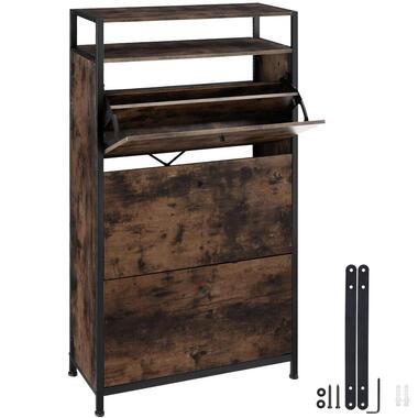 tectake Étagère à chaussures, Bois Foncé Industriel, Rustique product