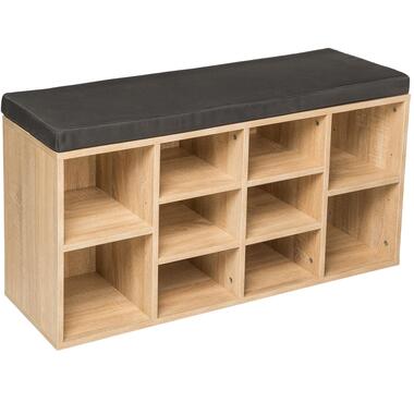 TecTake Schoenenkast met Bank - Voor 10 Paar - 103,5 x 48 cm - Eiken/Grijs product