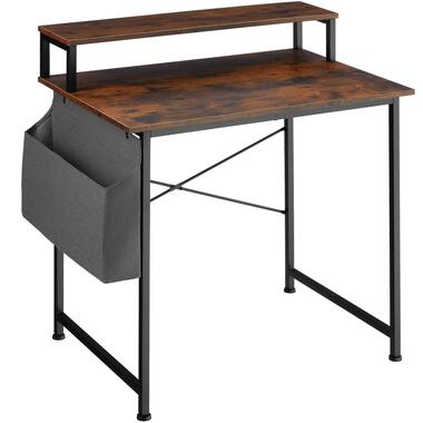 tectake® - Bureau Everett - 80 cm - avec étagère - brun foncé product