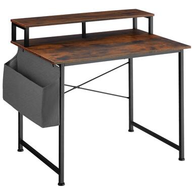 tectake® - Bureau Thornton - 120 cm - avec étagère - brun foncé product