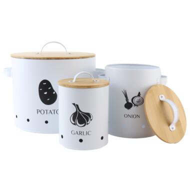 OTIX Stockpots Pot à oignons Pot à pommes de terre Pot à ail Bambou blanc Métal product