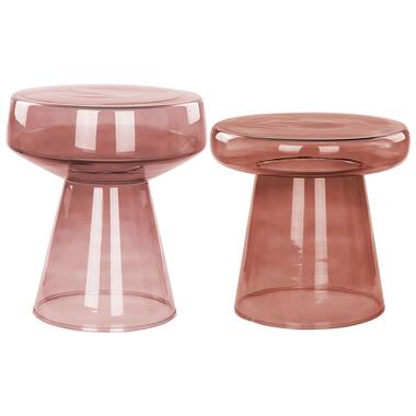 LAGUNA/CALDERA - Bijzettafel set van 2 - Donkerrood - Glas product