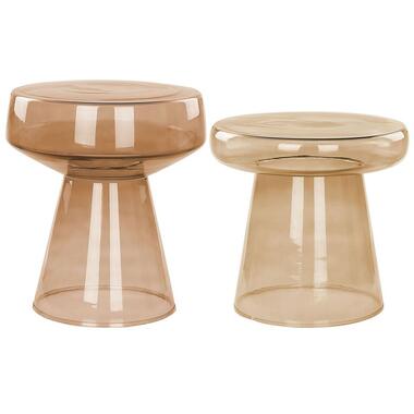 LAGUNA/CALDERA - Bijzettafel set van 2 - Goudbruin - Glas product