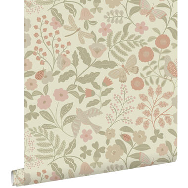 ESTAhome behang - bloemen en vogels - groen en roze - 50 x 900 cm product