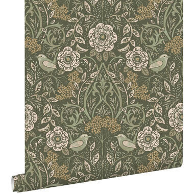 ESTAhome behang - bloemen en vogels - donkergroen - 50 x 900 cm product