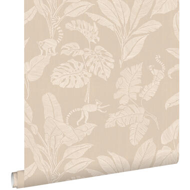 ESTAhome behang - apen en jungle bladeren - beige - 50 x 900 cm product