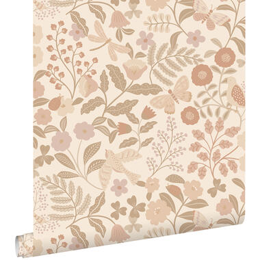 ESTAhome behang - bloemen en vogels - beige en zacht roze - 0.53 x 10.05 m product