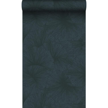 Origin Wallcoverings behang - 3D-motief bladeren - donkerblauw - 0.53 x 10.05 m product