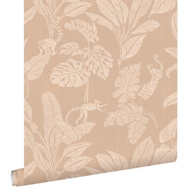 ESTAhome behang - apen en jungle bladeren - donker beige - 50 x 900 cm product