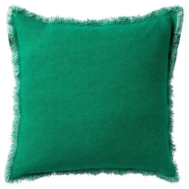 BURTO - Kussenhoes 45x45 cm - gewassen katoen - Emerald - groen product