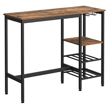 Table de bar industrielle rustique marron/noir avec porte-verres et product