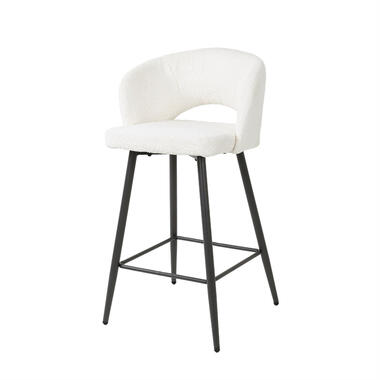 Zayn chaise de bar bouclée - Tissu - Blanc product