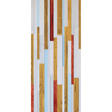 Sanders & Sanders poster - houten planken - beige, rood en blauw - 90 x 202 cm product