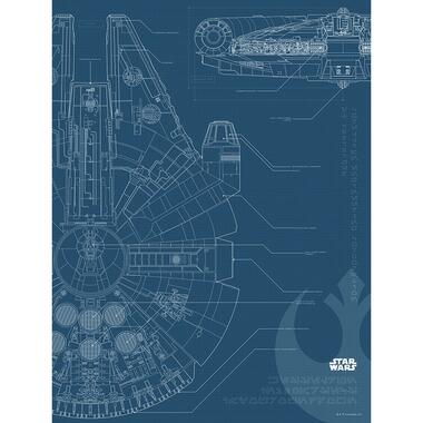 Sanders & Sanders poster - Star Wars Blueprint Falcon - donkerblauw product