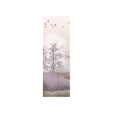 Sanders & Sanders poster - berglandschap met bomen - paars, beige en wit product