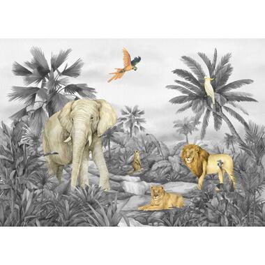 Sanders & Sanders poster - jungle dieren - grijs - 1.1 x 1.55 m product