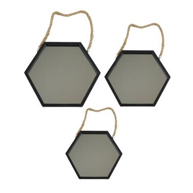 Orange85 Jeu de miroirs hexagonaux 3 pièces noir product