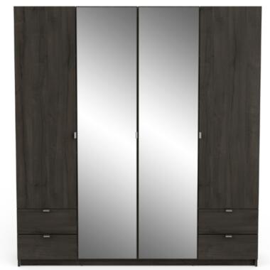 Armoire Melinda 4 portes tournantes, 4 tiroirs, 6 étagères et 2 tringles-chêne product