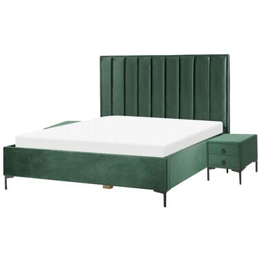 Ensemble de chambre en velours vert foncé avec lit double 180 x 200 cm SEZANNE product