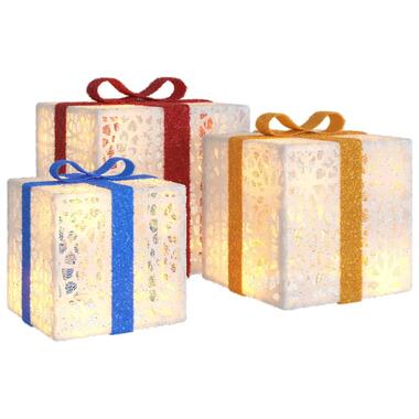 vidaXL Boîtes de Noël lumineuses 3 pcs 64 LED blanc chaud product