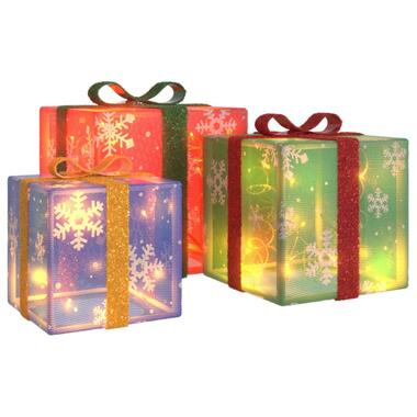 vidaXL Kerstfiguur cadeaudoos 3 st verlicht 64 warmwitte LED's product
