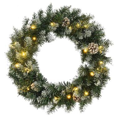 vidaXL Kerstkrans met LED-lampjes 60 cm PVC groen product