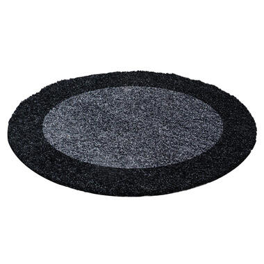 Basic Rond Shaggy Kader vloerkleed Antraciet / Grijs Hoogpolig - 160 CM ROND product